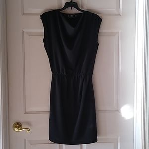 Little black dress with draped neck